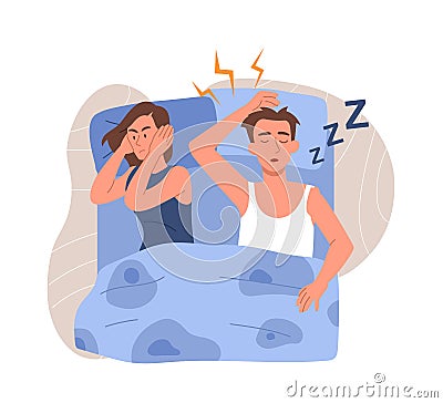 Snoring husband concept Vector Illustration