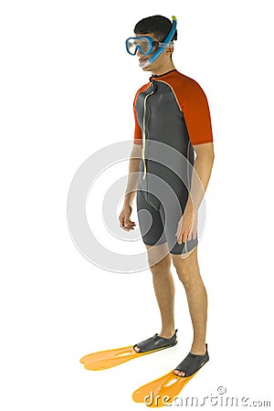 Snorkeler ready toiving Stock Photo