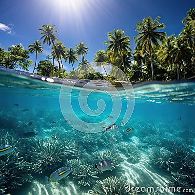 Snorkeling in Aitutaki Lagoon Cook Islands Made With Generative AI illustration Cartoon Illustration