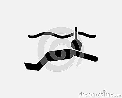 Snorkeling Icon Snorkel Man Dive Diving Water Sport Activity Vector Black White Icon Vector Illustration