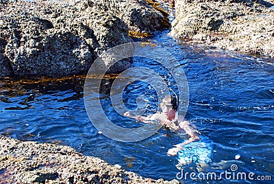 Snorkling near Crescent bay, Laguna Beach, California. Editorial Stock Photo