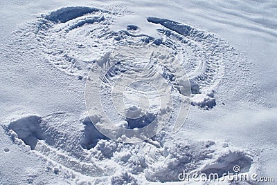 Snow angel. Lago-Naki, The Main Caucasian Ridge, Russia Stock Photo