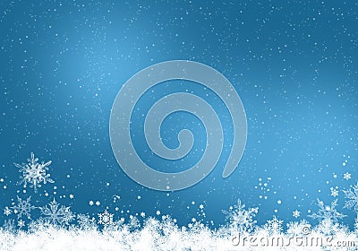 Snow background blue. Christmas snowfall with defocused flakes. Winter concept with falling snow. Holiday texture and white Stock Photo