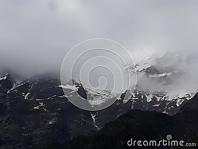 Snow-capped mountains in the Kedar valley. Stock Photo