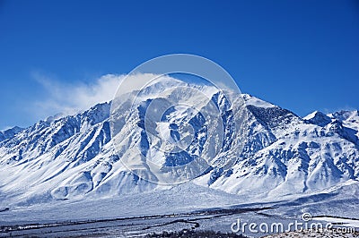 Snow Blowing Off Mount Tom Stock Photo