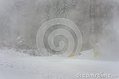 Snow cannons installations. Stock Photo