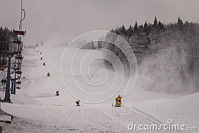 Snow cannons on the slope Editorial Stock Photo