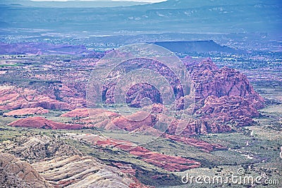 Snow Canyon Overlook, views from the Red Mountain Wilderness hiking trail head, State Park, St George, Utah Stock Photo