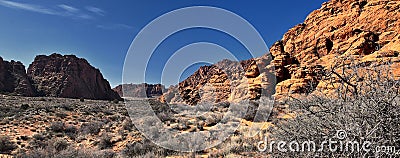 Snow Canyon State Park Red Sands views from hiking trail Cliffs National Conservation Area Wilderness St George, Utah USA Stock Photo