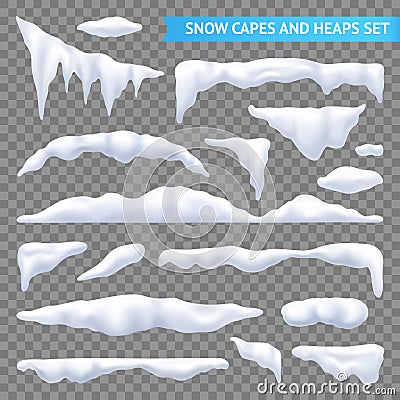 Snow Capes And Piles Transparent Set Vector Illustration