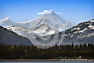 Snow Capped Mountain Alaska Stock Photo