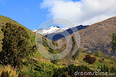 Snow capped mountains and ravines Stock Photo