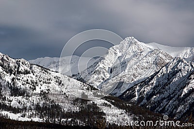 Snow capped mountains in the Rocky Mountains, Alberta, Canada Stock Photo
