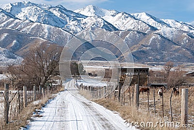 Snow capped mountains in Utah Stock Photo