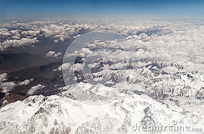 Snow-capped mountains. View of jet Stock Photo