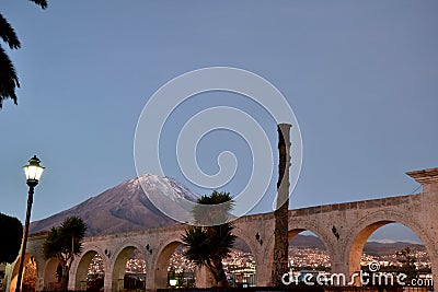 Snow Capped Volcano Mistii Arequipa Stock Photo