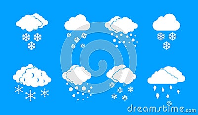 Snow cloud icon blue set vector Vector Illustration