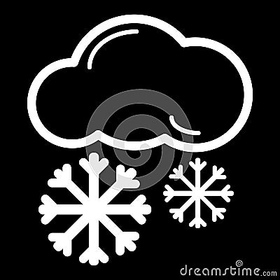 Snow cloud meteo icon. Vector illustration isolated on black. Vector Illustration