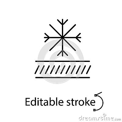 Snow and cold resistant fabric outline icon. Material quality. Fiber type Vector Illustration