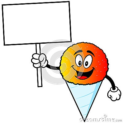 Snow Cone with Sign Cartoon Illustration