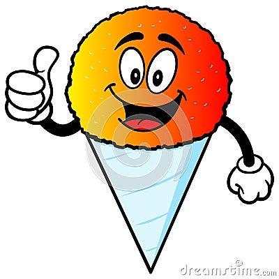 Snow Cone with Thumbs Up Cartoon Illustration