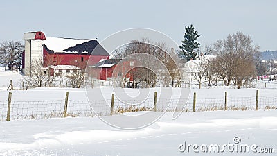 Snow covered Farmland Stock Photo