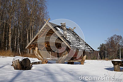 Snow-covered forest resort Stock Photo