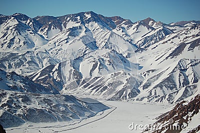 Snow-covered mountain range, Argentina Stock Photo