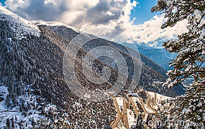 Snow covered mountian view Stock Photo