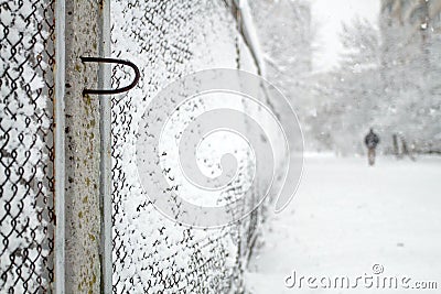 Snow-covered Rabitz grid Stock Photo