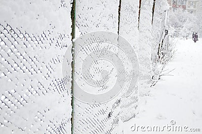 Snow-covered Rabitz grid Stock Photo