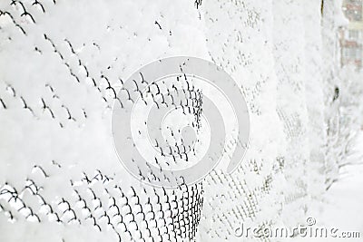 Snow-covered Rabitz grid Stock Photo