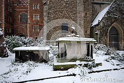 Snow-covered Tombs, Lambeth Palace Stock Photo