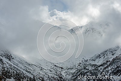 snow covered tourist trails in slovakia tatra mountains Stock Photo