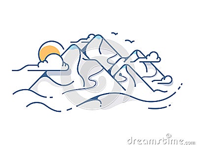 Snow covered view of mountains Vector Illustration