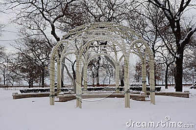 Snow Covered Wedding Gazebo Editorial Stock Photo