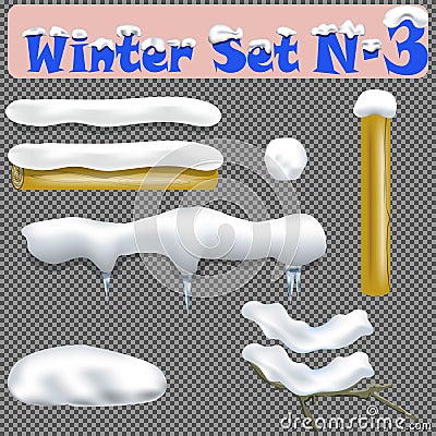 Snow Drift Vector. Icicles, Snowdrift. New Year Winter Ice Texture Element. Realistic Snow Caps. Isolated On Transparent Vector Illustration