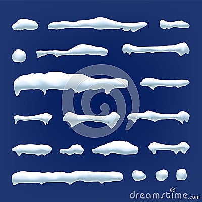 Snow Drift Vector. Snowballs, Snowdrift. New Year Winter Ice Element. Realistic Snow Caps. Isolated Illustration Vector Illustration