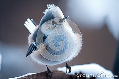 Snow fairy bird, known in Japan as the shima enaga Stock Photo