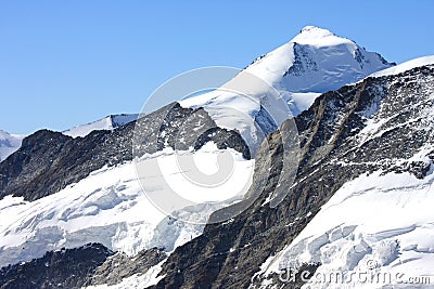 Snow fields of the Jungfrau in the Swiss Alps Stock Photo