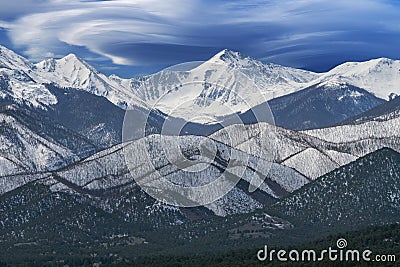 Snow Flocked Range de Cristo Mountains Stock Photo