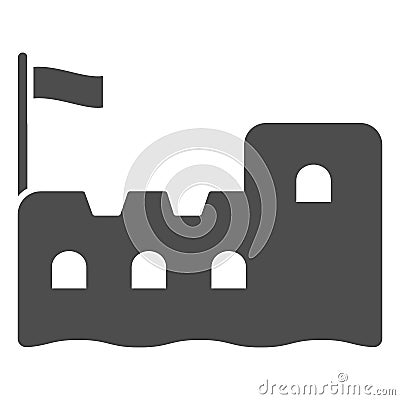 Snow fortress solid icon, World snow day concept, ice castle sign on white background, castle from snow icon in glyph Vector Illustration