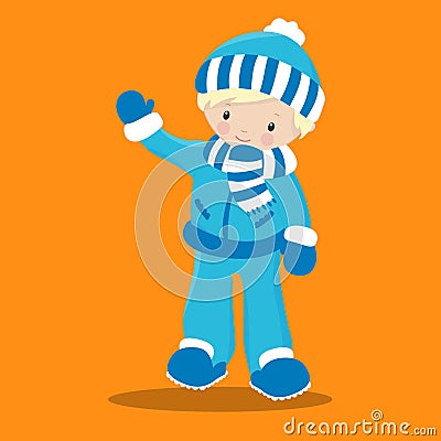 snow funny boys waving 02 Vector Illustration