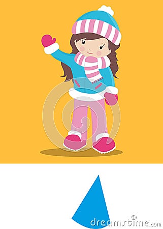 snow funny girls waving hands 04 Vector Illustration