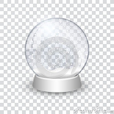 Snow globe ball realistic new year chrismas object isolated on transperent background with shadow, vector illustration Vector Illustration