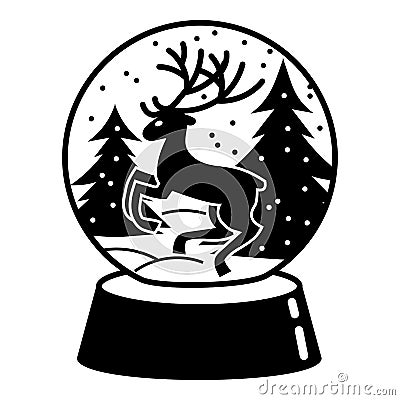 Snow globe deer icon, simple style Vector Illustration