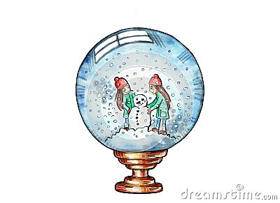 Snow globe illustration Cartoon Illustration