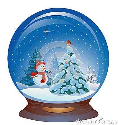 Snow globe with a snowman Vector Illustration