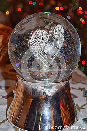 Sparkly heart snow globe Stock Photo