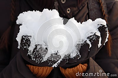 Snow in hand Stock Photo